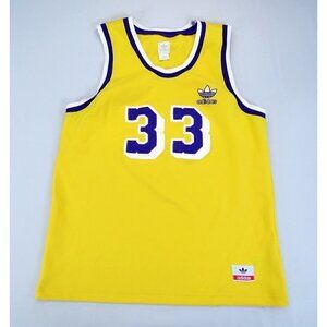 Vintage Adidas Lakers Jersey Kareem Abdul-Jabbar #33 Size M Yellow Retro Trefoil